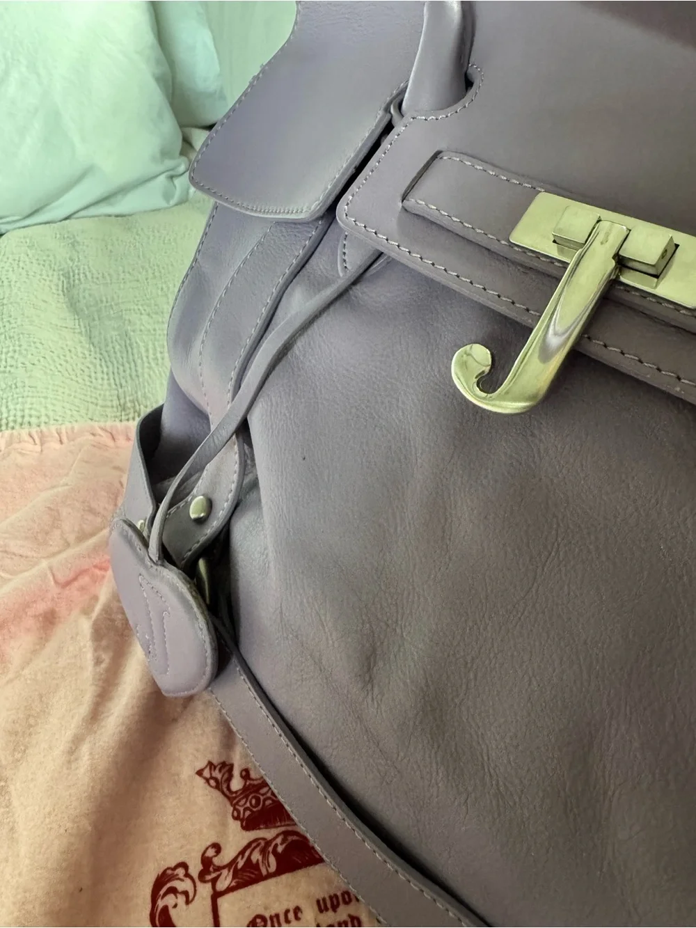 LavenderJuicy Couture B*rkin Style Leather Satchel Handbag with J Lock